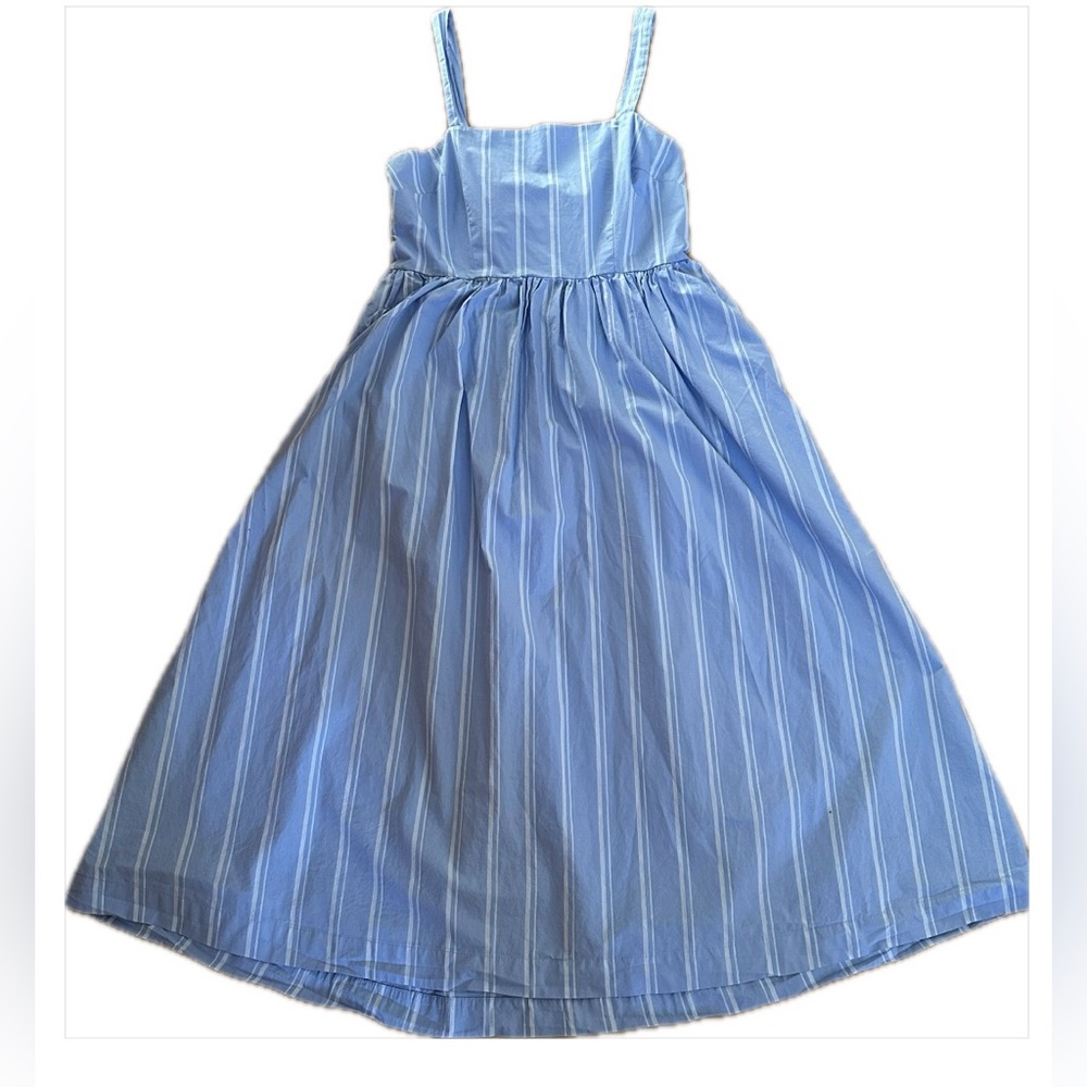 Romantic striped 100% cotton midi sundress - Sz Small